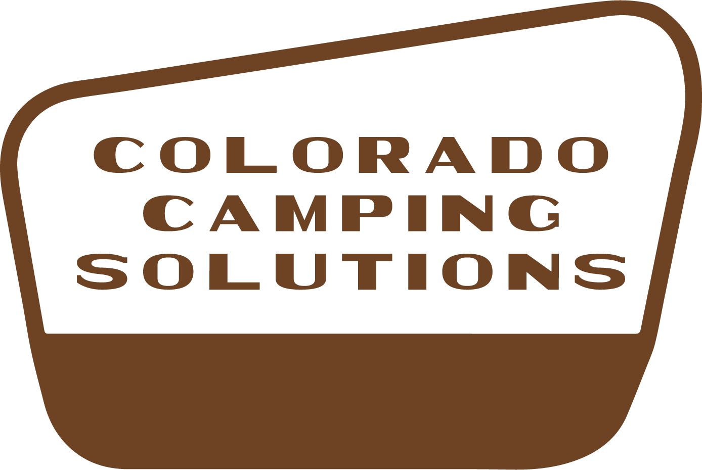 Logo in the shape of a park sign with the words Colorado Camping Solutions.